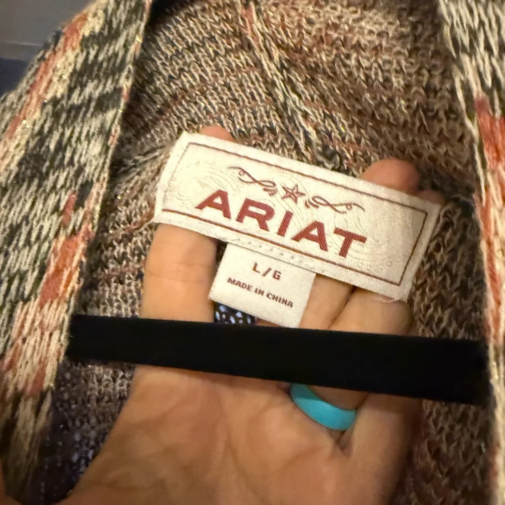 Ariat Women's Chevron Cardigan - Gray, Orange, Cream - Picture 4 of 6